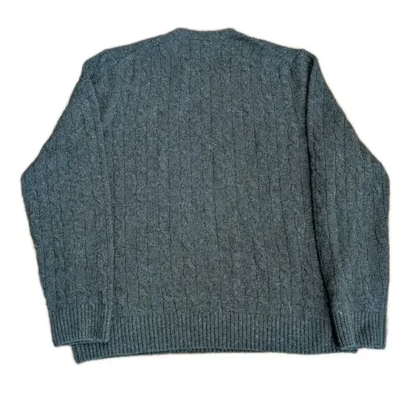 Brooks Brothers Men 100% Cashmere Sweater 2-Ply Size Large Cable Knit Italy Gray - Picture 4 of 7